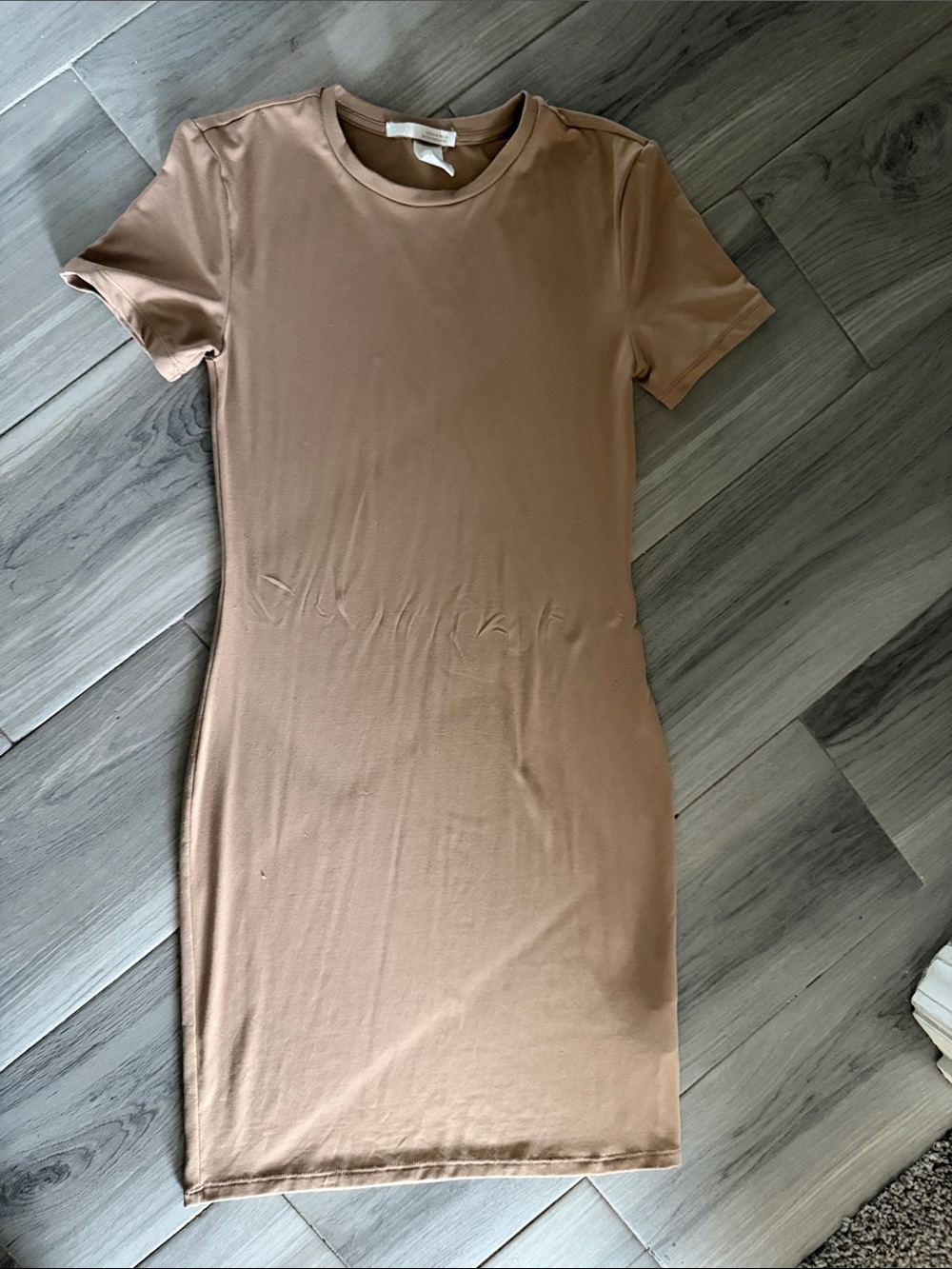 Zara Short Sleeve Bodycon Dress in Light Brown